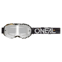 Oneal B10 Attack zárt szemüveg fekete-fehér tükrös lencsével - RideShop.hu