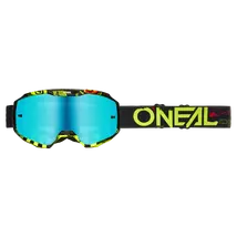 Oneal B10 Attack zárt szemüveg fekete-zöld tükrös lencsés- RideShop.hu