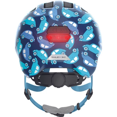 ABUS kerékpáros gyerek sisak Smiley 3.0 LED, In-Mold, blue car, S (45-50 cm)