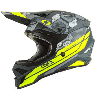 Oneal 3Series Camo V22 motokrossz sisak szürke-neon - RideShop.hu