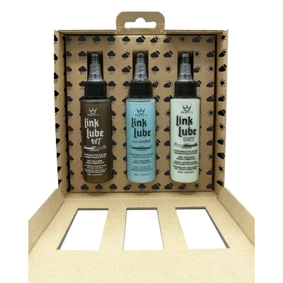 Peaty's LinkLube Starter Pack 4 évszakos láncolaj szett nedves-száraz-all weather 3x60ml