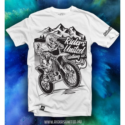 Riders United MotoSkullWB rövid ujjas póló fehér - RideShop.hu